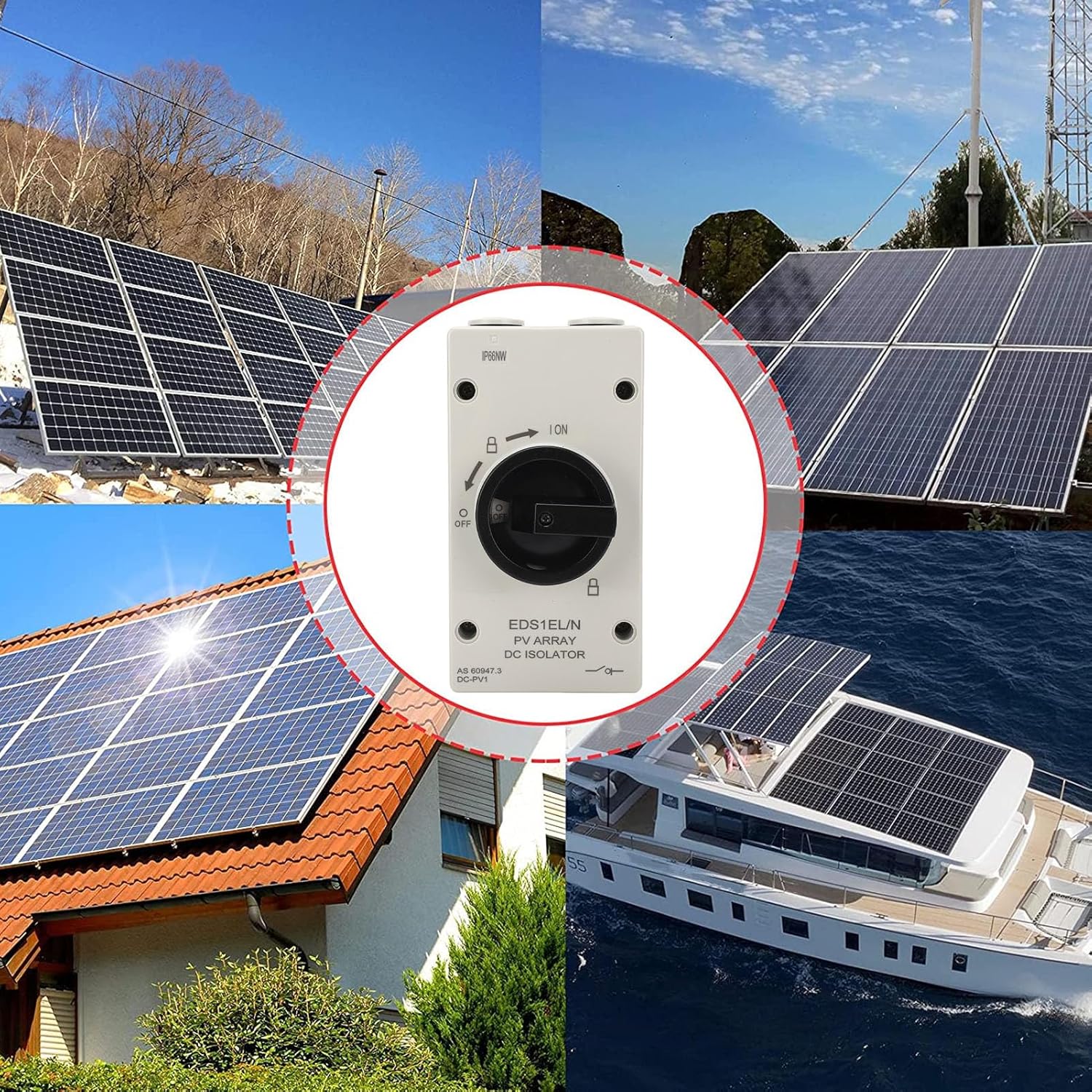 1000V 32A IP66 PV DC Isolator Switch Solar Disconnect Switch for Solar Power System RV Photovoltaic Switch