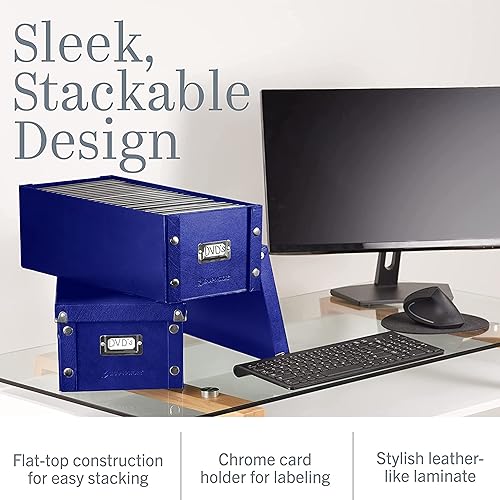 Miniatura 5 de Snap-N-Store Caja de almacenamiento para CD y DVD, paquete de 2, doble ancho, soportes de discos de 6.1 x 10.5 x 14 pulgadas con tapas para