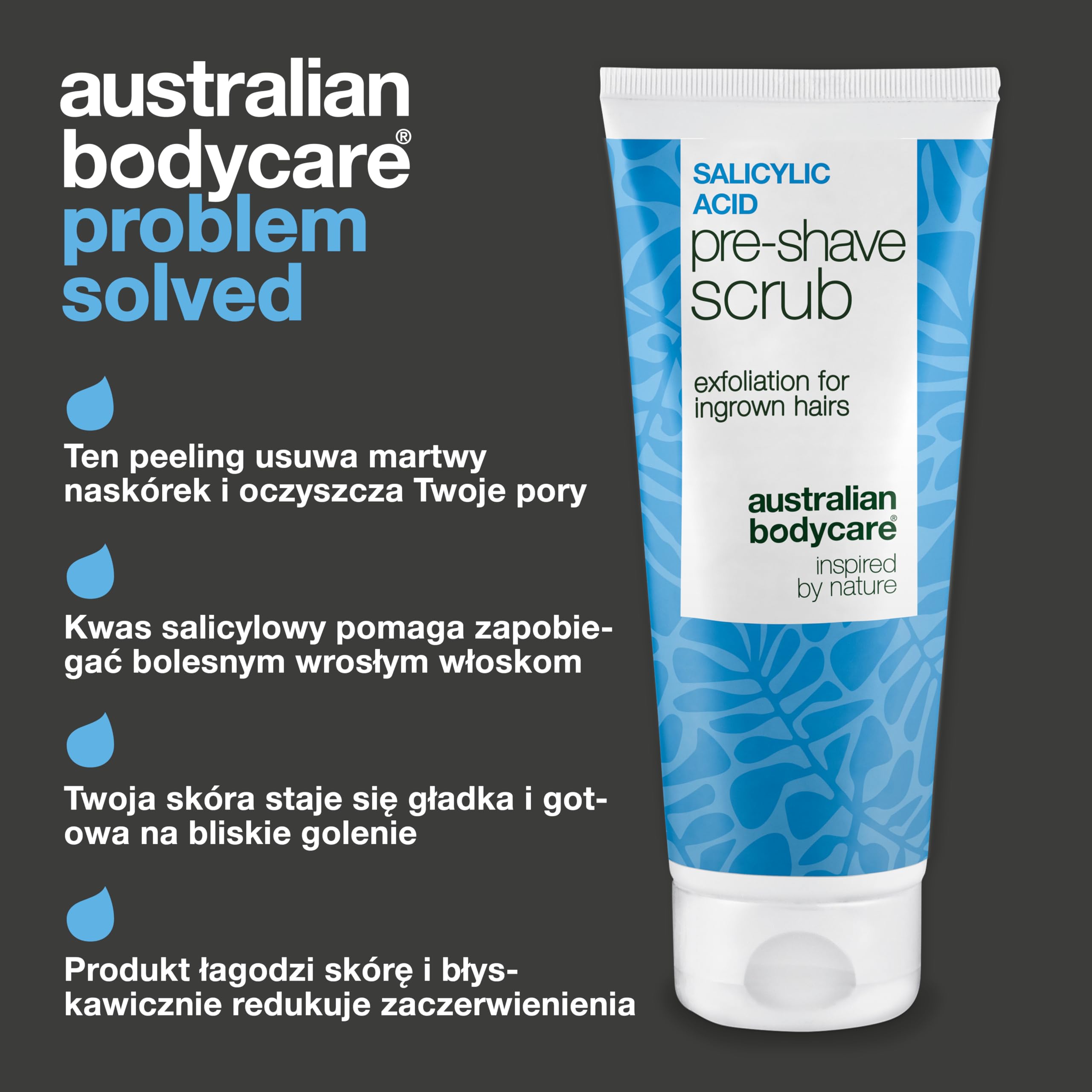 Peeling Pre-Shave z Kwasem Salicylowym przeciw Wrastającym Włosom, Podrażnieniom & Pryszczom po Goleniu – Podwójny Peeling AHA/BHA & Fizyczny z Kwasem Salicylowym, Glikolowym & Pestkami Moreli 100 ml