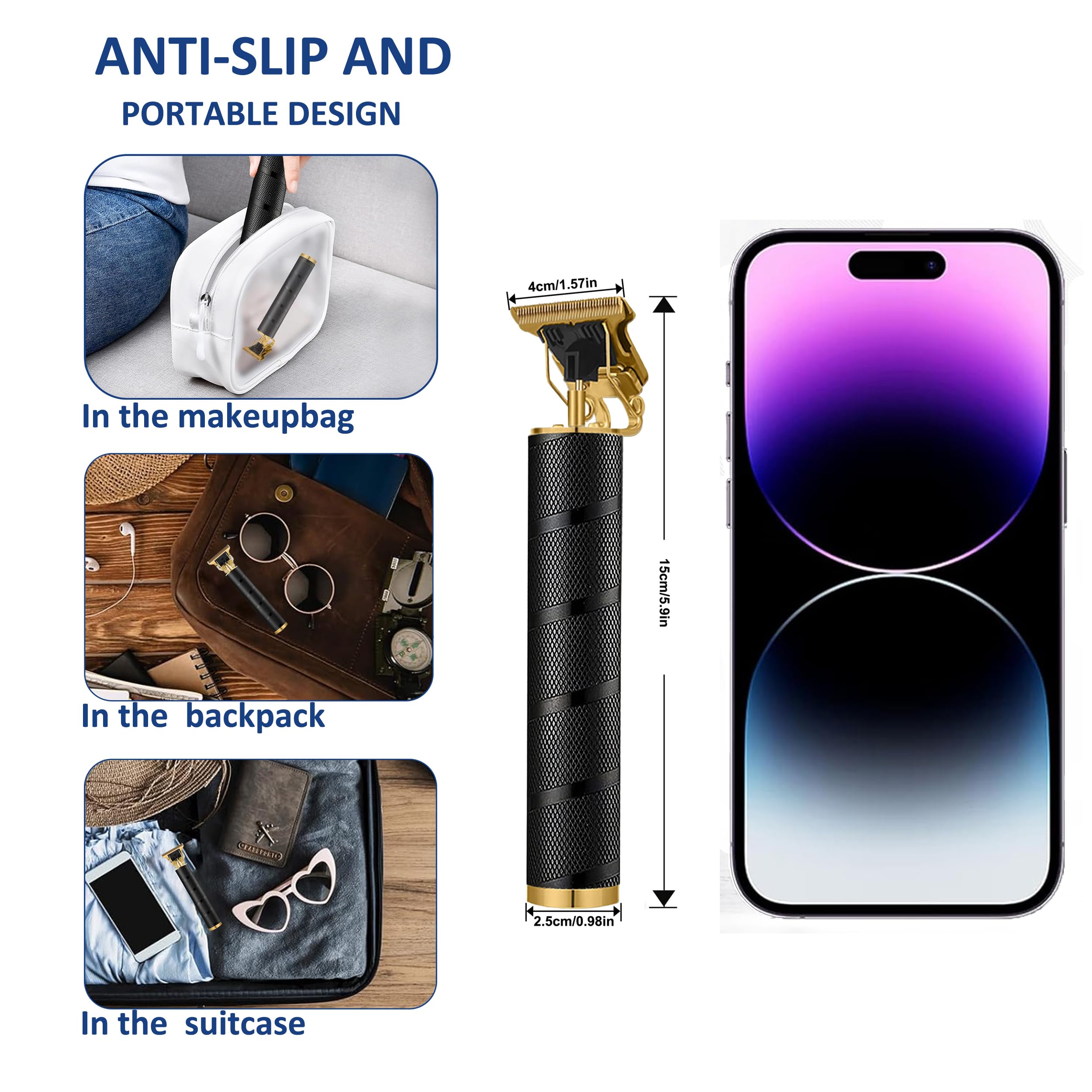 Cortadora de pelo profesional inalámbrica para hombres: kit de aseo multifuncional con cuchilla en T de precisión, batería de 1200 mAh y 4 peines ajustables | Ideal para el hogar, viajes y 4