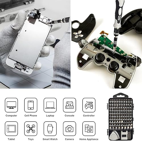 Miniatura 2 de STREBITO Juego de destornilladores de precisión de 124 piezas con 101 puntas magnéticas para computadora, laptop, teléfono celular, PC, MacBook