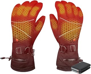 Heated Gloves,5V 5000mAh Rechargeable DC Port Battery,Hand Warmer, Waterproof Electric Heating,Touchscreen,Reflective Strips,Adjustable Straps,3-Level Setting,Outdoor Sports or Works(DB Gloves Black)