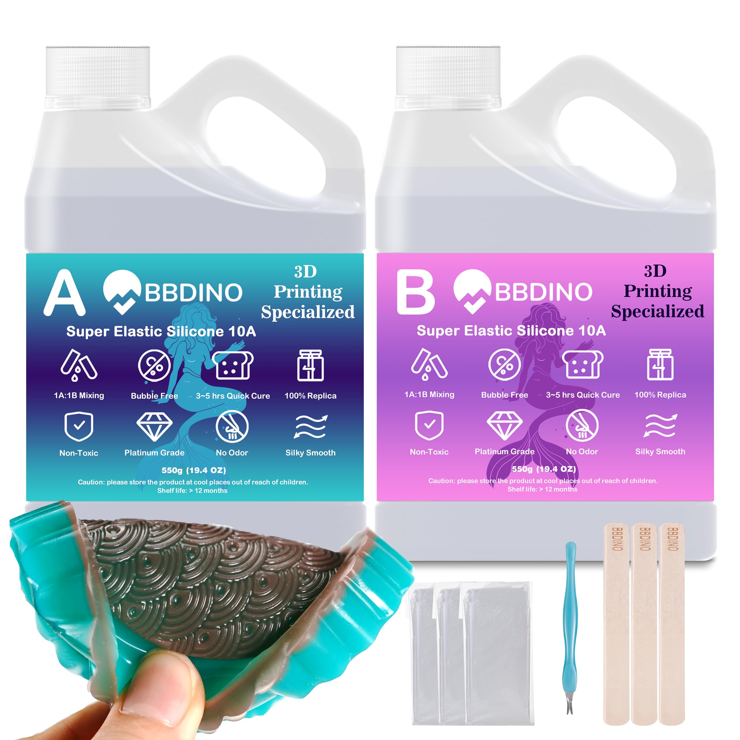 Silicone pour fabrication de moules transparents BBDINO loisirs créatifs 1100g