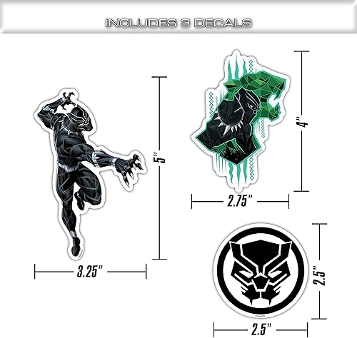 Miniatura 3 de Marvel Black Panther - Juego de 3 calcomanías de vinilo para botella de agua, bicicleta, casco, laptop, patineta, coche, calcomanías de Marvel para