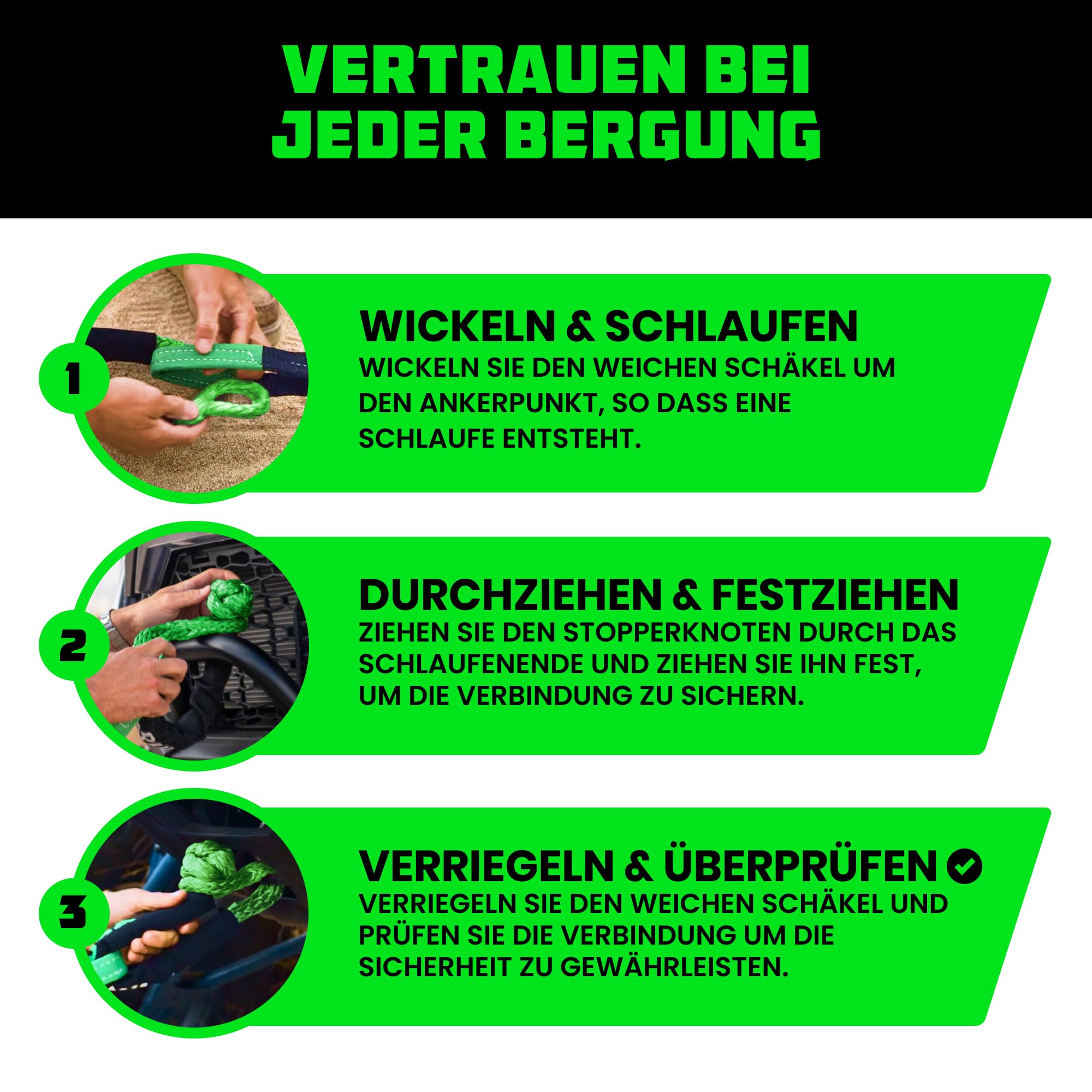 Rhino USA Synthetisches Softschäkel-Seil (2er-Pack) – 1 cm x 56 cm (14.243 kg Mindestbruchfestigkeit) Offroad Softschäkel-Bergungsset für LKW, UTV, ATV – Kompatibel mit Jeep, Toyota, Ford & mehr!