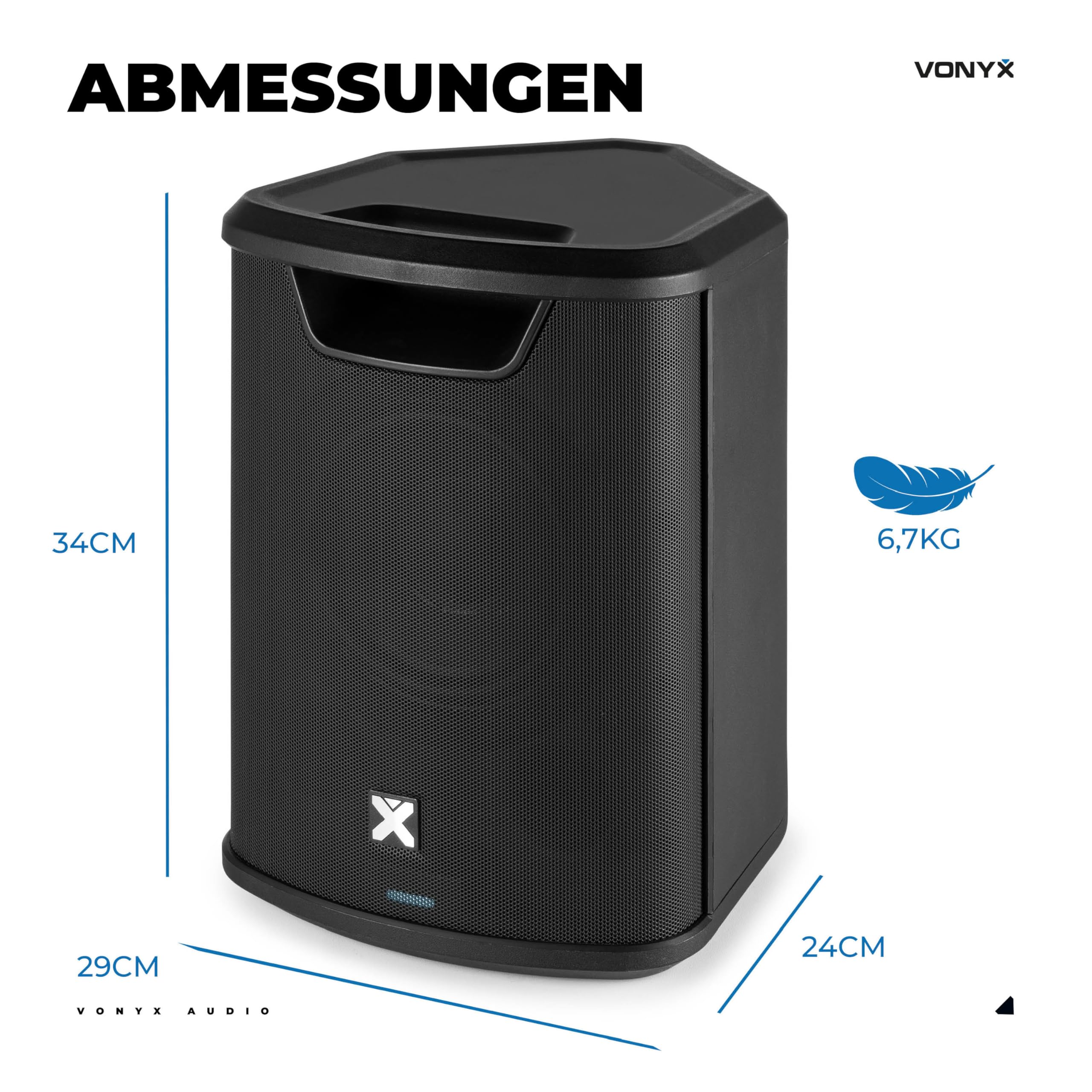 Vonyx PRO X1A - Akku Partybox Bluetooth Lautsprecher Groß, 250 Watt, bis zu 22 Std. Akku, AUX & Line Out, Mobile PA Anlage, 3-Kanal Mixer, Stereo Pairing - Mobile Musikbox Groß, USB & MP3 - Schwarz