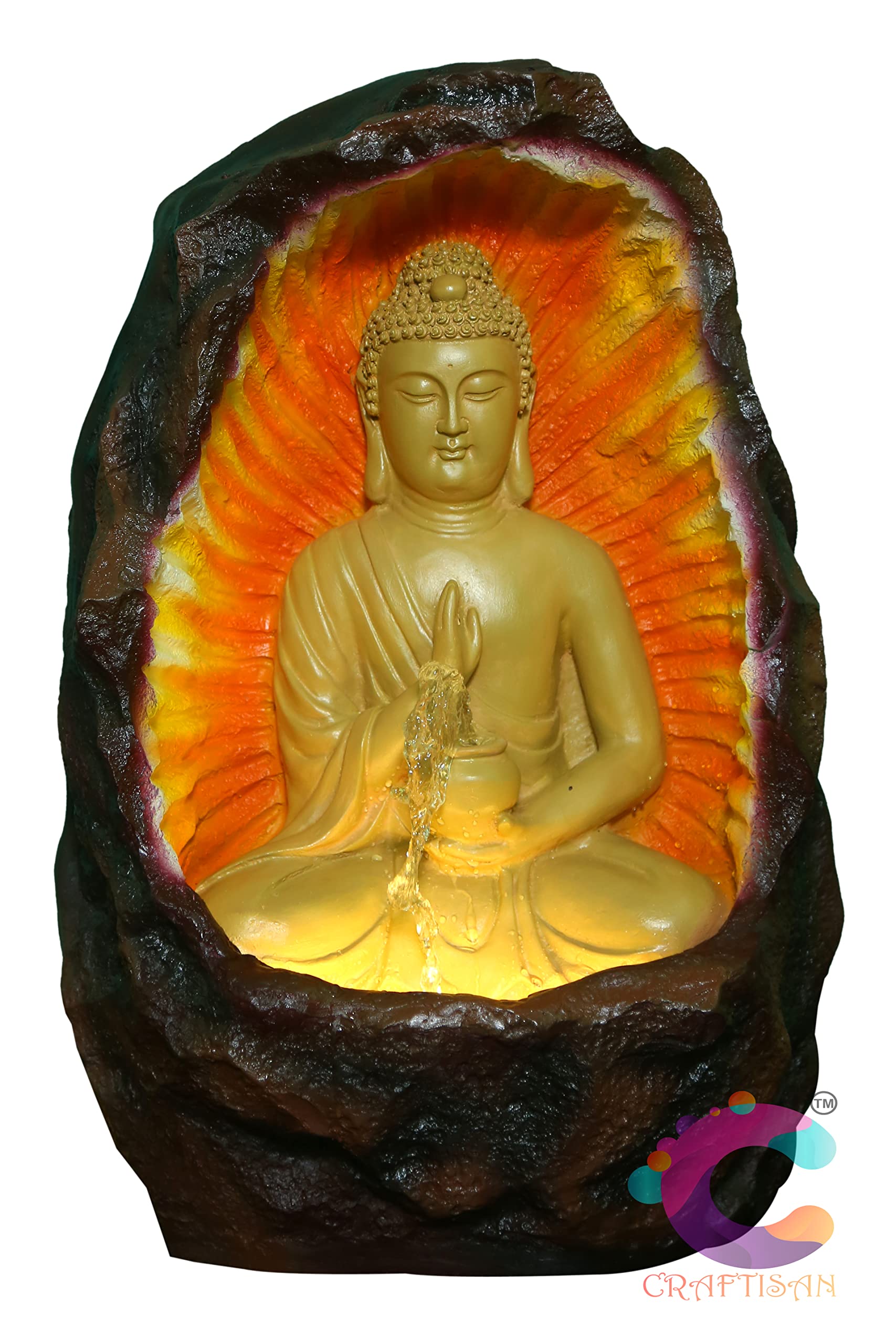 Craftisan Buddha Water Fountain for Home Décor/Office/Indoor & Outdoor/Garden/Puja Room/Vaastu (Yellow)-image-39