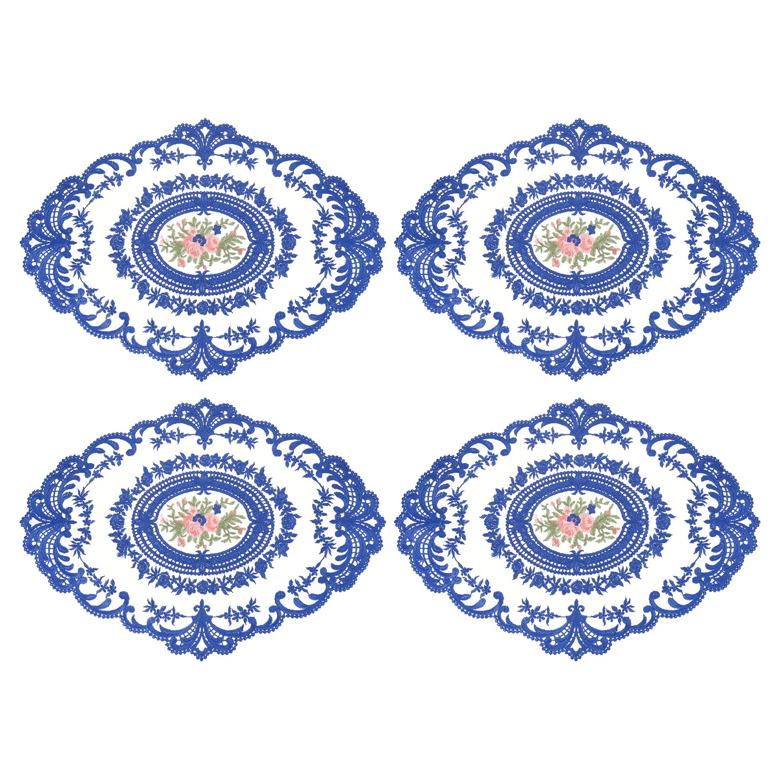 Set de table dentelle bleu saphir uxcell aux finitions brodées