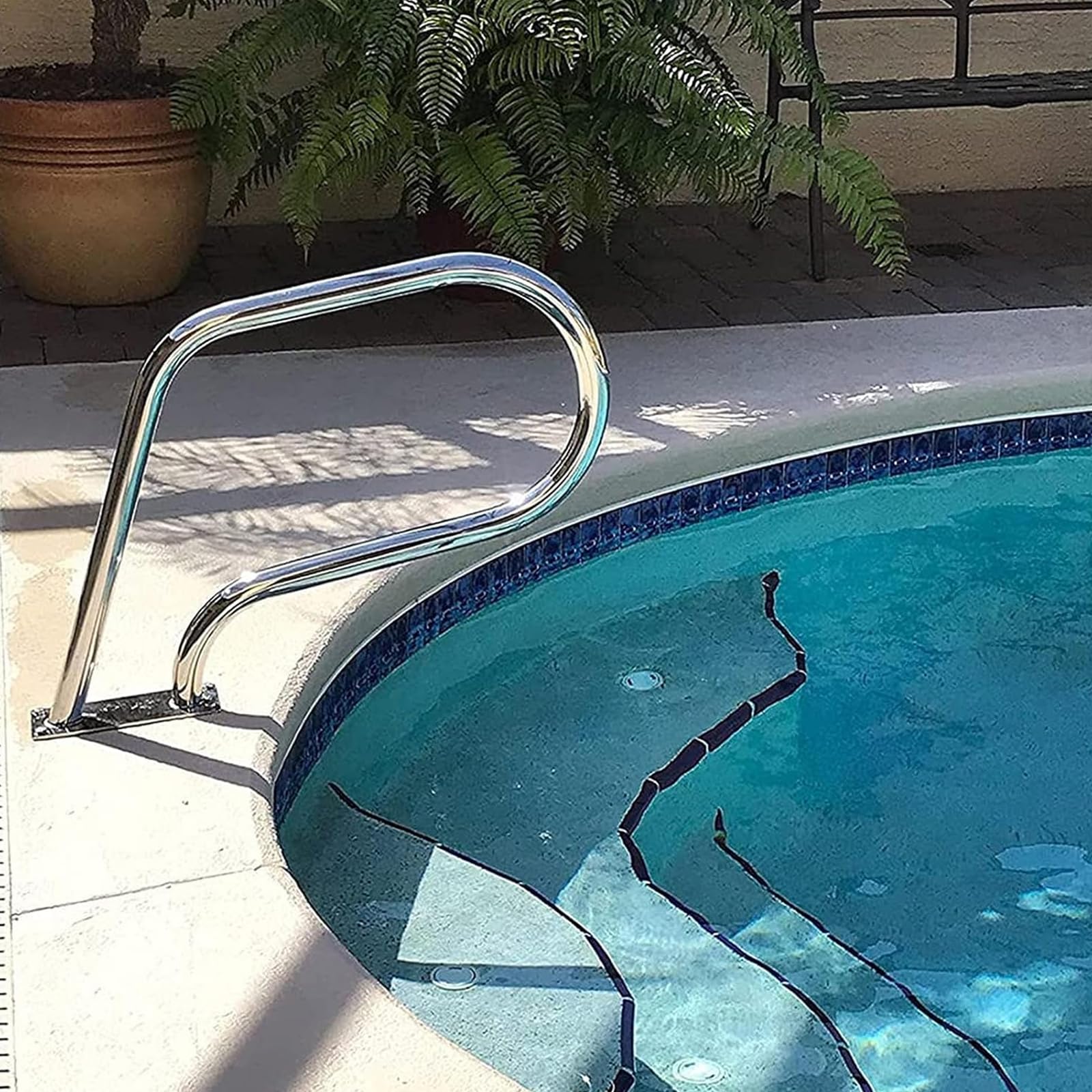 Pool Stair Rail Pool Rail Pool Railing Handrail Swimming Pool Handrails,304 Stainless Steel Safety with Quick Mount Base,for Inground Pool Entry