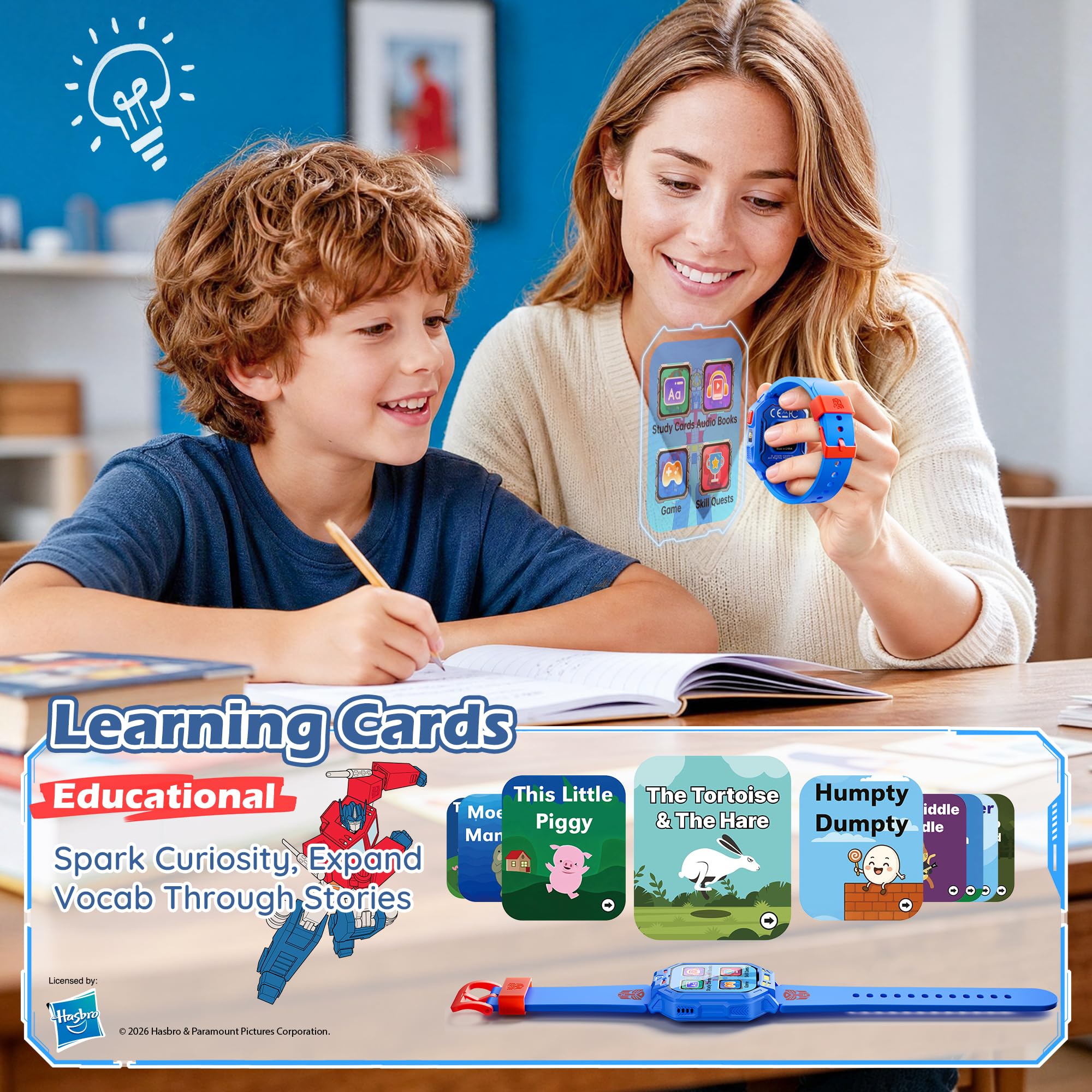 Transformers Kids Smart Watch for Ages 4-12, Music, Games & Learning Cards view 4