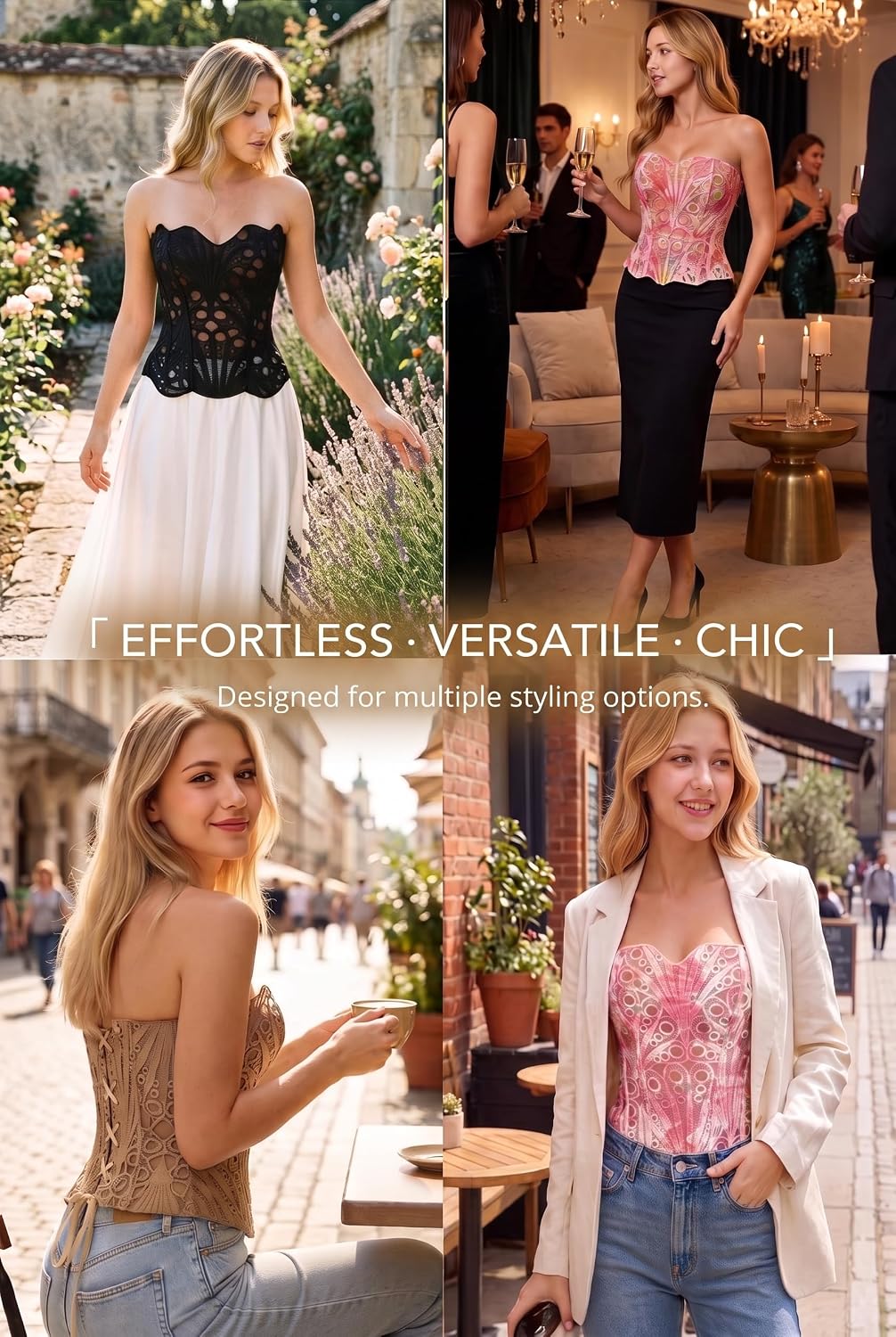 Corset Tops for Women Lace Up Overbust Bustier Sexy Floral Lace Waist Cincher Going Out Club Party Y2K Tops