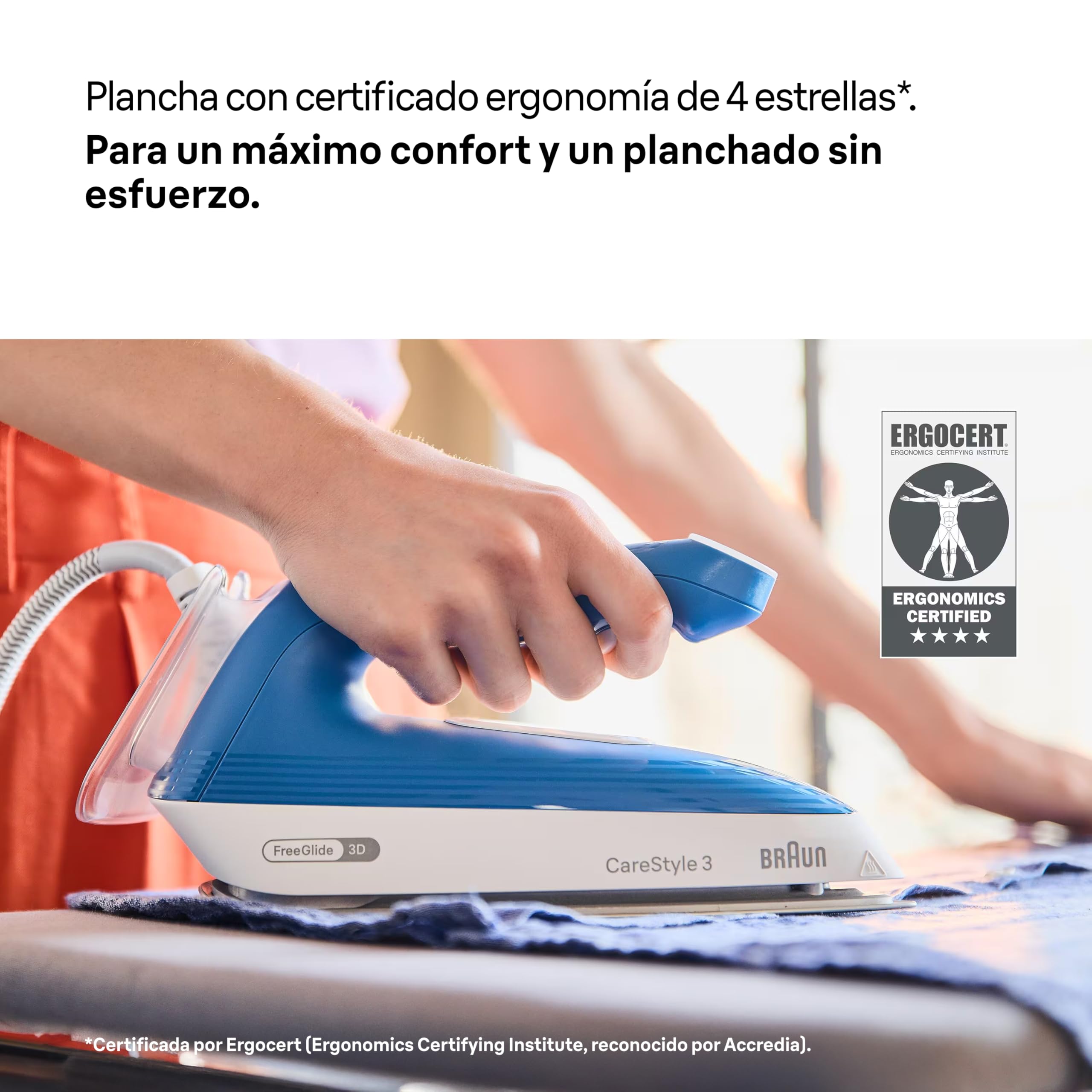 Braun CareStyle 3 – Centro de Planchado Compacto, Plancha de Vapor con Caldera 7 Bar, Tecnología Eco iCare, Suela FreeGlide 3D, Planchado Rápido y Suave, Azul (IS3255BL)