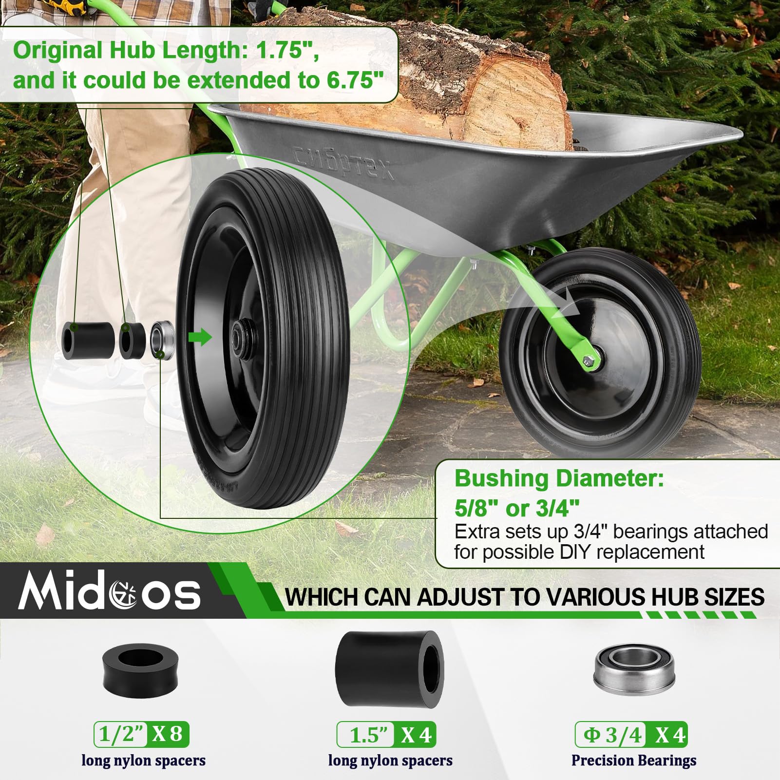 4.00-6 Rib Tire For Wheelbarrows, Carts & Trailers – 4.00x6 Size, FREE SHIPPING, Replacement Wheel