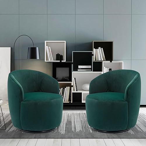 Miniatura 7 de Silla giratoria decorativa, moderna silla redonda para sala de estar, cómodo sillón de terciopelo con barril de terciopelo, sofá individual pequeño,