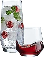 Le'raze 8-Piece Drinking Glasses Set: 4 Tall Highball & 4 Short Rocks Glasses for Cocktails, Beer, Wine, Whiskey - Dishwasher Safe