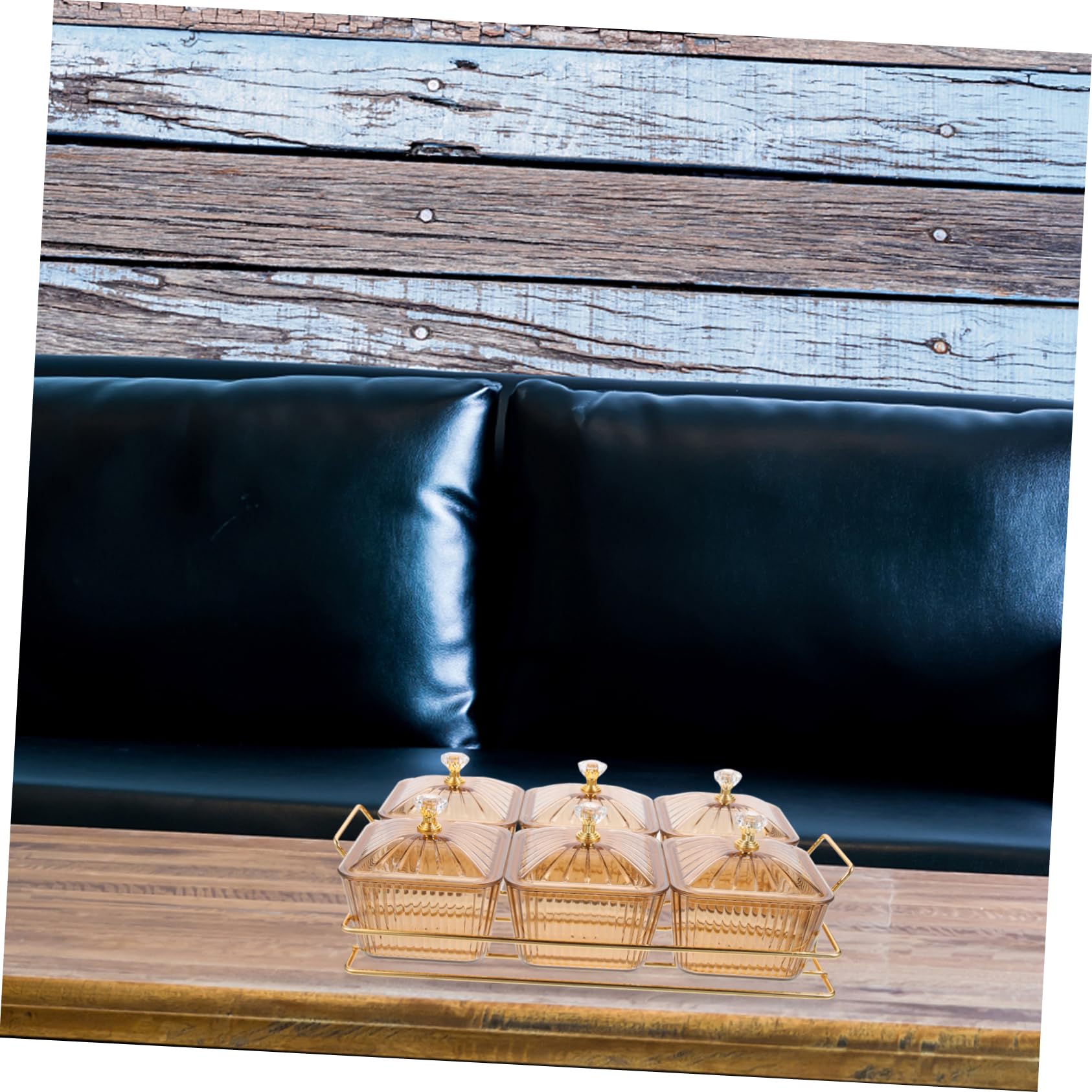 Plato para Aperitivos Decorativo de Hierro Dorado con 6 Compartimentos para Frutos Secos y Snacks, Adecuado para Ver Series en Casa y Reuniones