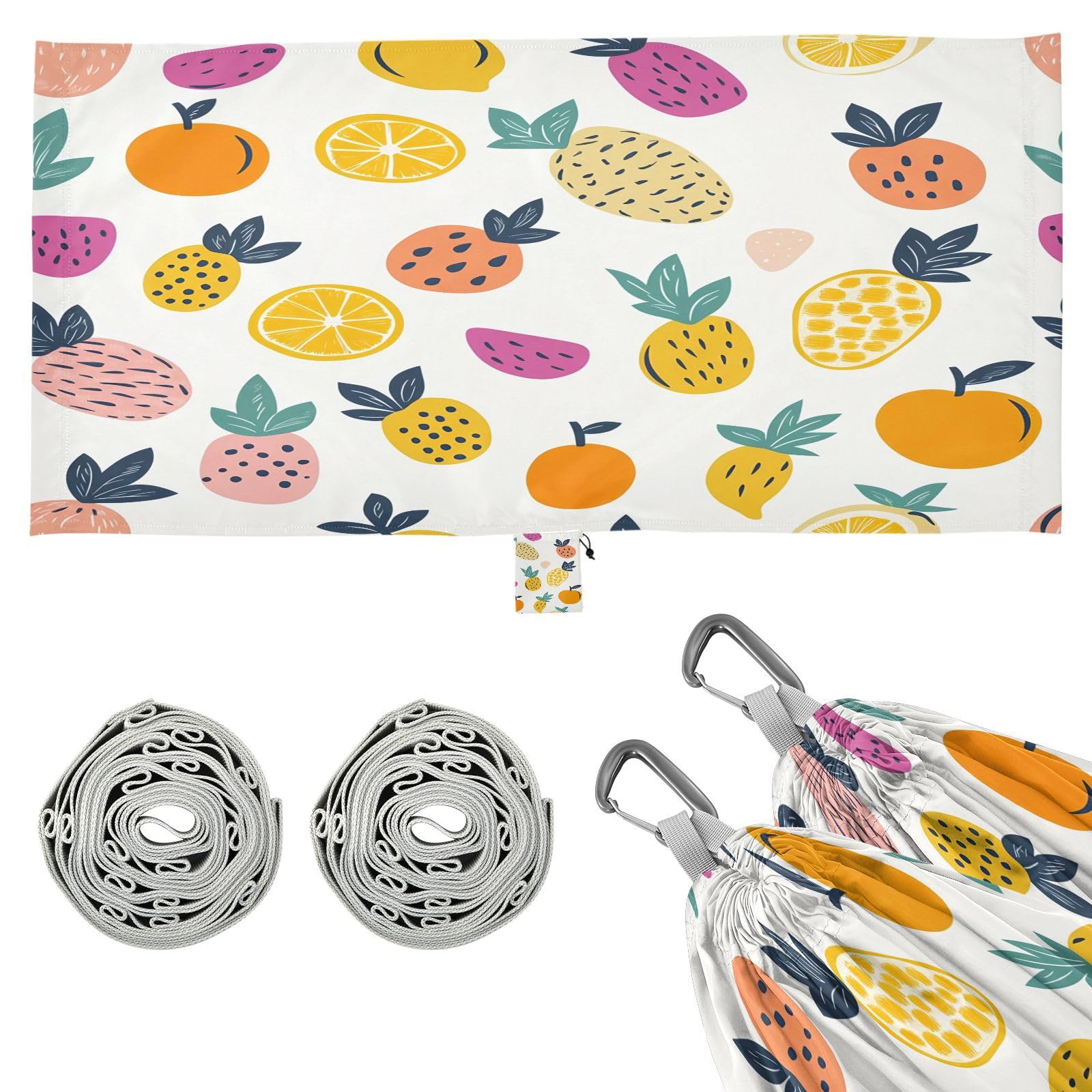 ATTX Cartoon Fruits Pattern Camping Hammock - Lightweight & Portable Hammocks, Heavy Duty 330lbs Capacity for Indoor, Hiking, Backpacking, Travel, Backyard, Beach#565