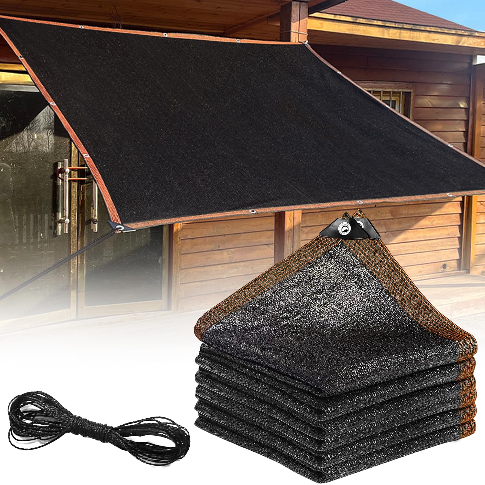 Rete Ombreggiante 3x4M Nero con Occhielli UV Resistente Giardino Pergola