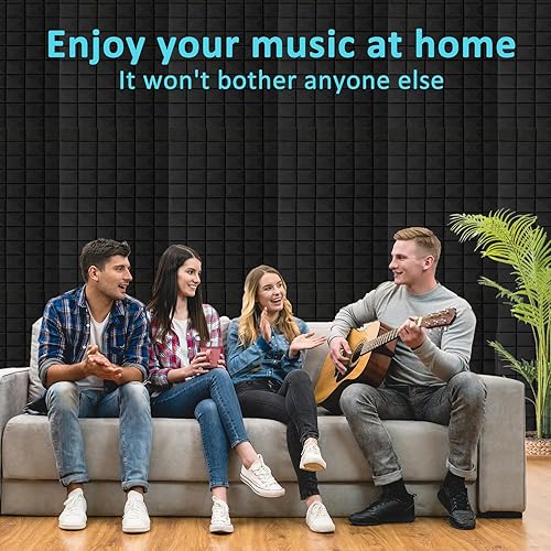 Miniatura 8 de Paneles de espuma acústica de 48 x 24 x 2 pulgadas, paneles de pared de espuma insonorizada de alta densidad para reducción de ruido, paredes de