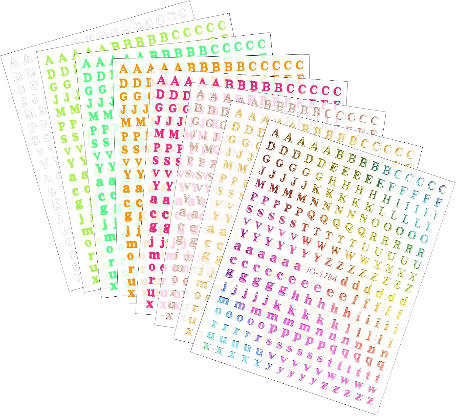 8 Sheets Tiny Letter Stickers 3mm/0.12" Colorful Adhesive Mini Letter Stickers for Scrapbooking, Alphabet Sticker Small Plastic Glitter Small Alphabet Sticker for Nail Art Manicure DIY Decoration