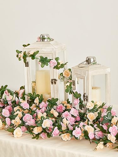Miniatura 6 de PARTY JOY 8 guirnaldas de flores de 65.6 pies, flores artificiales de vid de rosas falsas, guirnalda de hiedra de rosas colgantes para decoración de