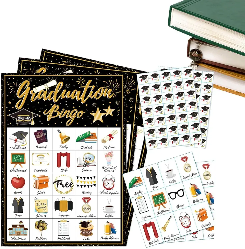 Graduation Bingo Game Cards - 24-Player Grad Party Supplies | Graduation Class Game,for Family Friends Classmates University College