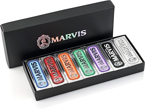Marvis Toothpaste 7 Flavour Collection, 25 ml Pack of 7, Travel Size Toothpaste, Unique Flavours for a Long-Lasting Freshness