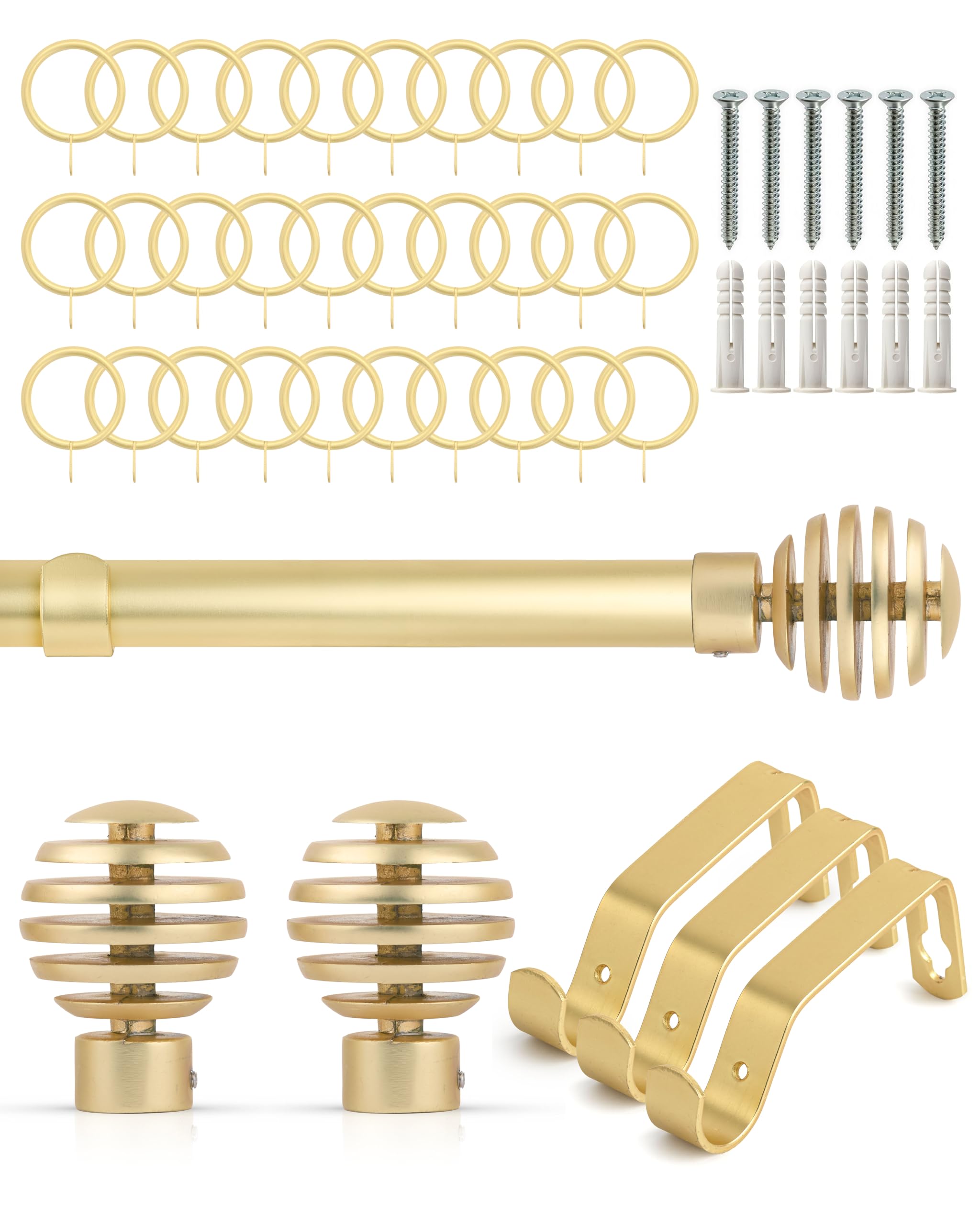 Emma Barclay  Gold Curtain Pole With Rings Extendable Slice in Size 160-300cm, Sports Direct