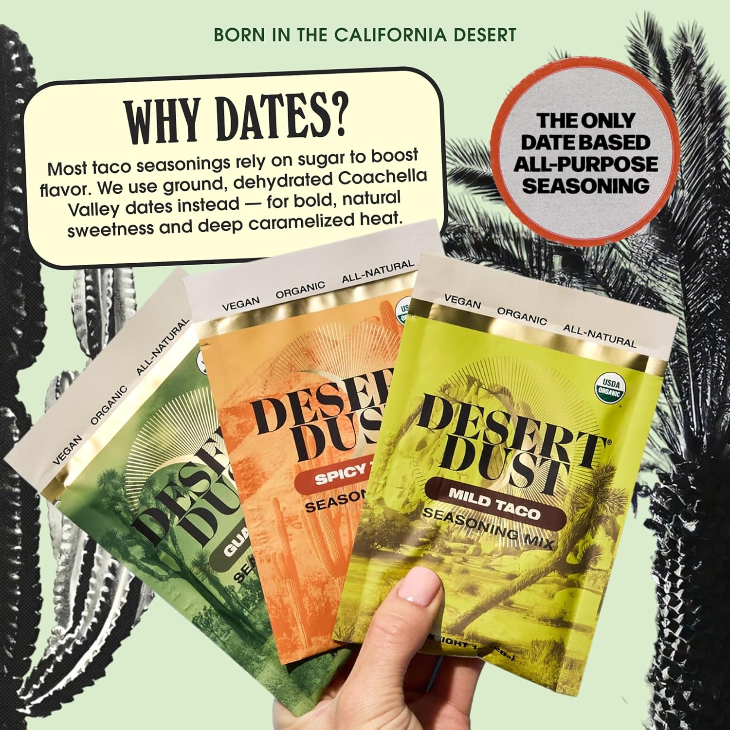 Desert Dust Spicy Taco Seasoning | Bold & Smoky Organic Spice Blend for Tacos, Fajitas & Chili | Gluten-Free, Vegan, Non-GMO | Southwest Seasoning for Meat, Veggies & BBQ (12 Pack)