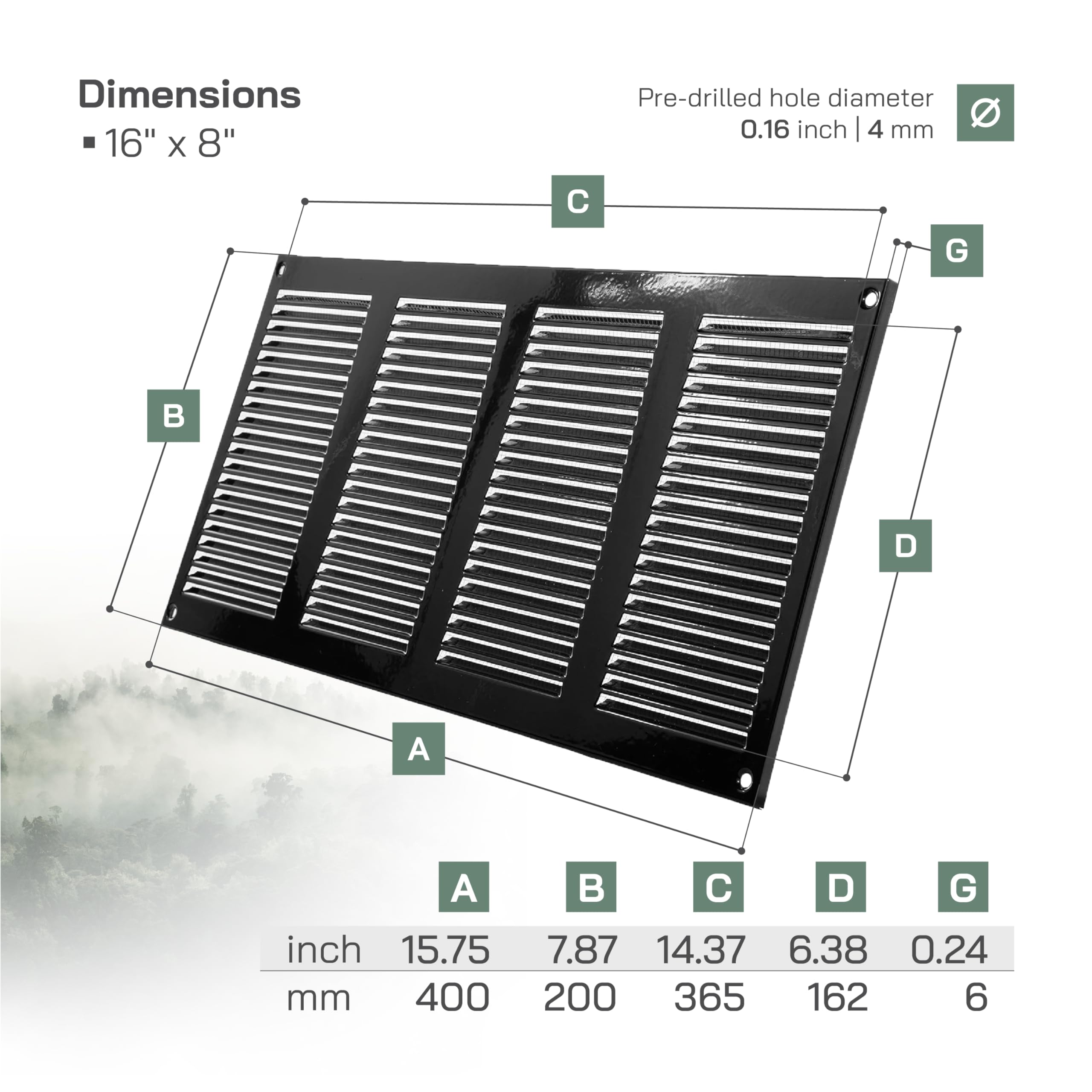 Amazon.co.jp: Vent Systems ブラック 8 x 16インチ 通気口