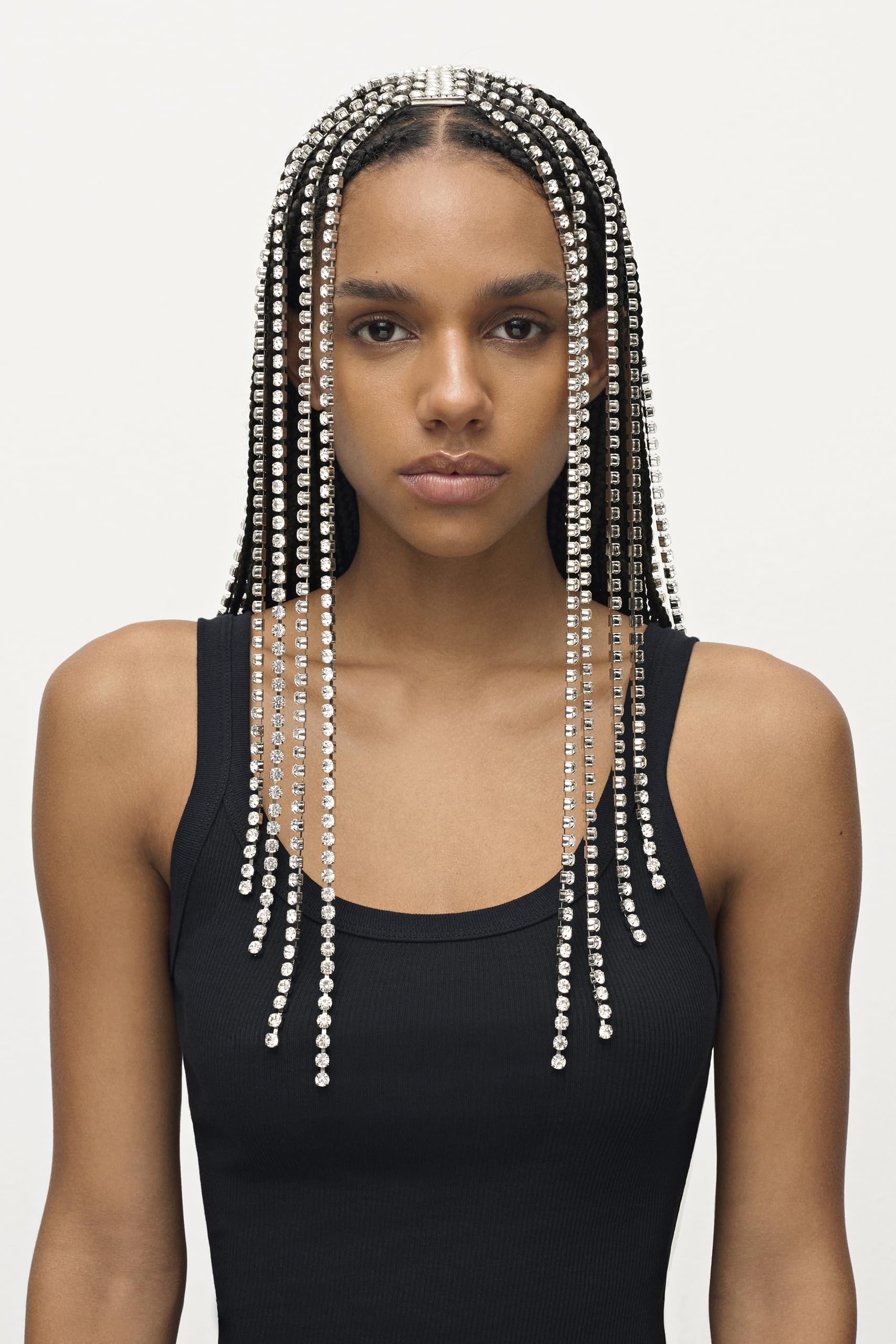 AREA Crystal Fringe Headband Silver