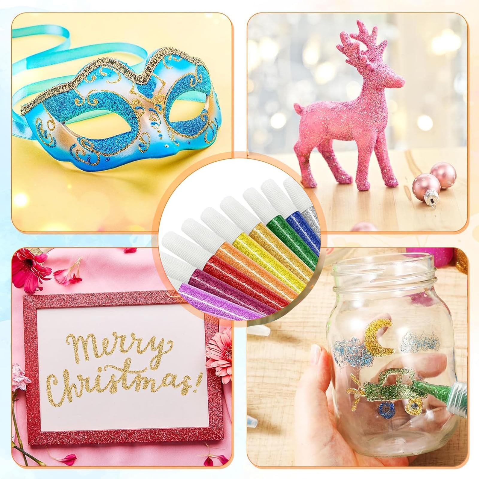5 Penne Colla Glitter Lavabile HOVUK | Arcobaleno Bicolore Per Bambini | Craft E Scrapbooking