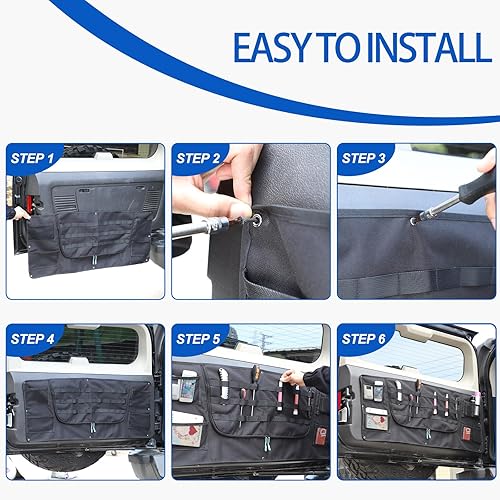 Miniatura 5 de Bolsas de almacenamiento para portón trasero compatibles con Hummer H3 2005-2009, organizador colgante para panel de puerta trasera,