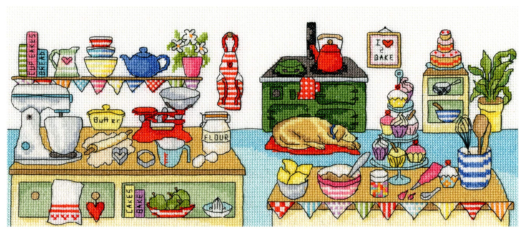 Bothy Threads Kreuzstich-Set 'Rennstreifen' – Inkl. Stoff, Garn, Nadel & Anleitung, 26x26 Cm