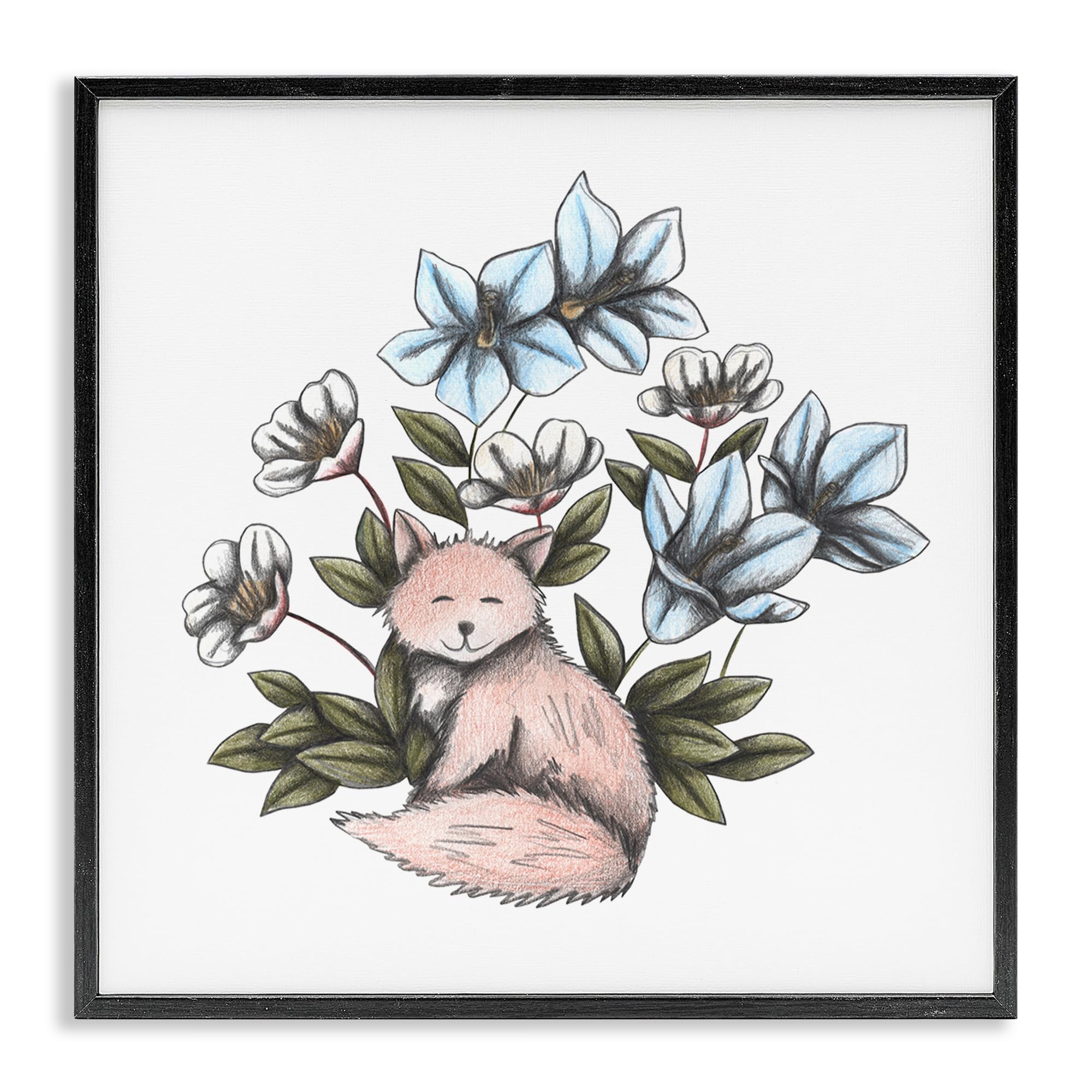 Tableau renard avec fleurs Cecilia Battaini encadré