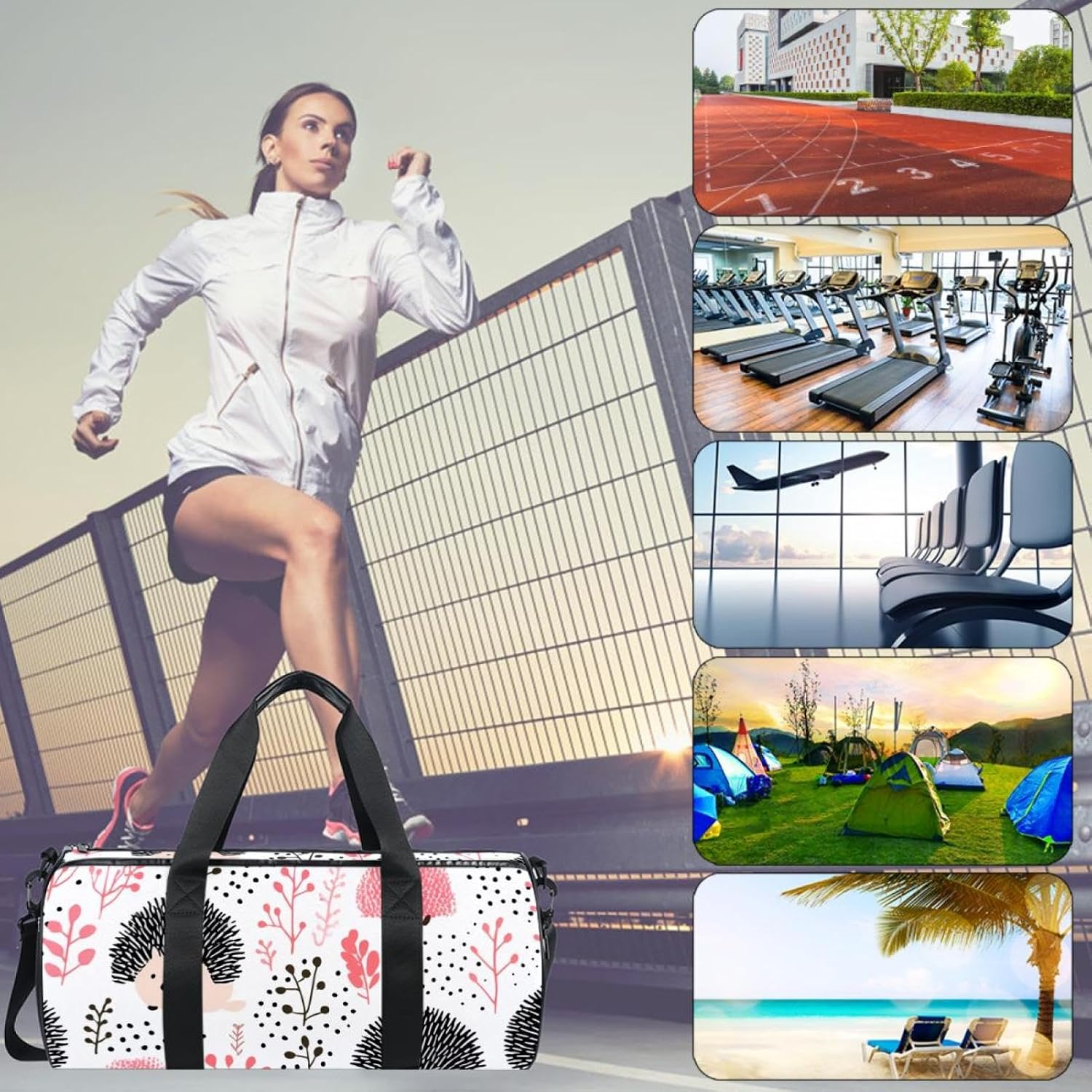 Gym Bags for Women,Duffle Bag for Travel,Floral Animal,Gym Bag for Men
