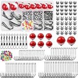 Fishing Tackle Kit Beginners Equipment with Box,90pcs/185pcs Include Fishing Bobbers,Saltwater Fish Hooks, Split Shot Sinker Weights,Barrel Swivel Snaps Starter Kit for Artificial and Live Baits