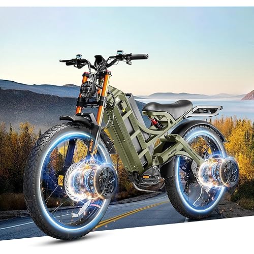 eAhora Romeo Pro 3/2 50/46MPH 5600W/4000W Dual Motor Electric Bike for Adults 60V/80Ah 52V/70AH 250+Miles Long Range Electric Bicycle,26 * 4.0 Fat Tire Full Suspension Electric Mountain Bike Off-Road