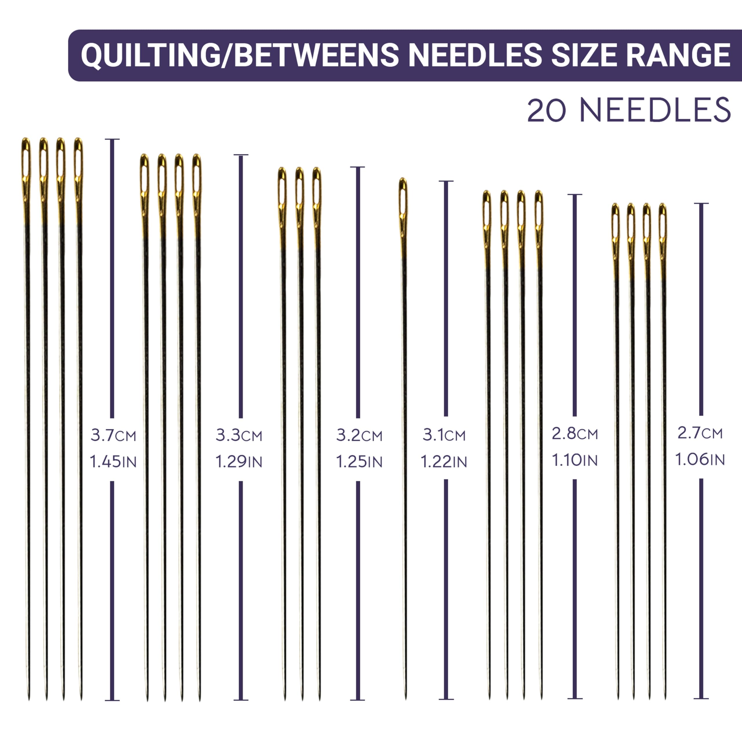 The Quilted Bear Gold Eye Betweens Quilting Needles 3/9-20 Betweens Hand Quilting Needles Set in a Premium Engraved Wooden Case for Quilting & Sewing (Sizes 3/9) - Image 2