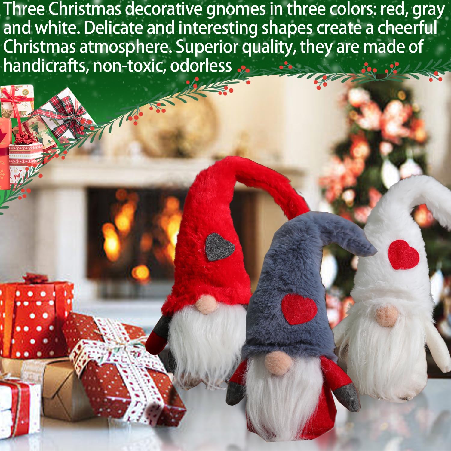 Rebecca Mobili Set 2 Gnomes Décoration De Noël Gnome Tissu Rouge Gris Décoration De Noël | Leroy