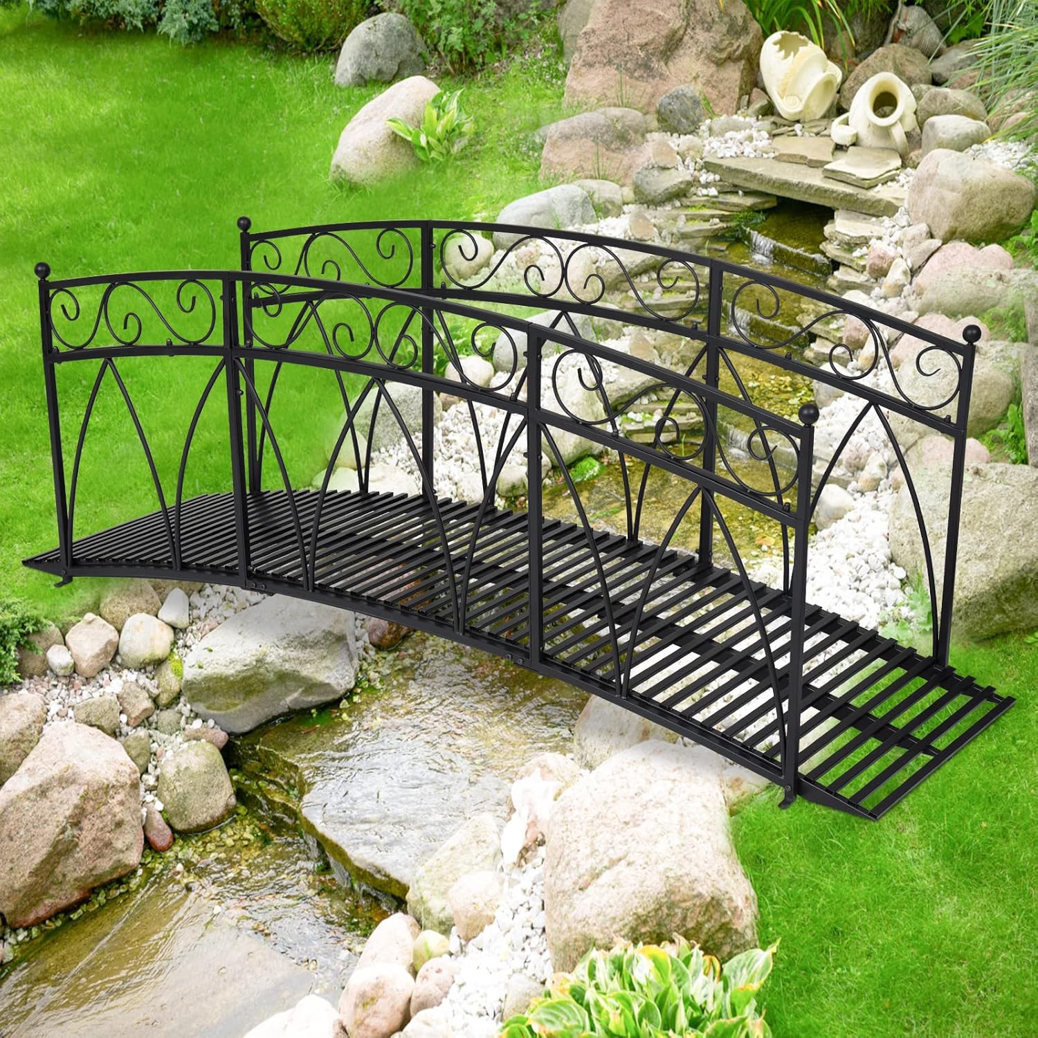 Kinpaw 8FT Extra Large Garden Bridge, Upgrade Arc Walkway