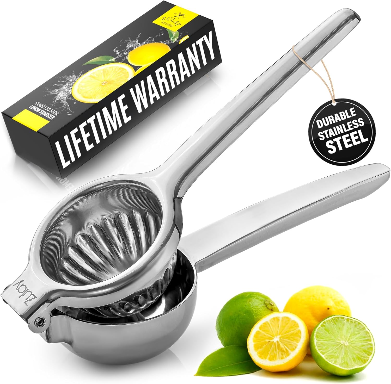 Zulay Lemon Squeezer Stainless Steel with Premium Heavy Duty Solid