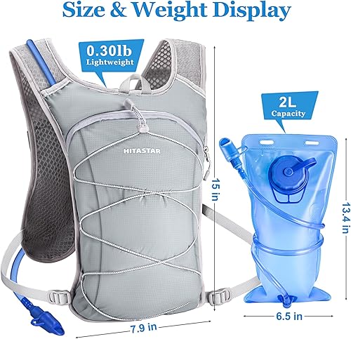 Miniatura 4 de Mochila de hidratación con vejiga de hidratación de 2 litros, mochila de agua ligera, bolsa de escalada para senderismo, paquete de hidratación para