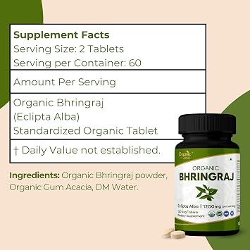 Organic Spree BHRINGRAJ 120 Tablets | Eclipta Alba Bhringraj - Eclipta Alba | USDA Certified Organic | Organic & Natural 120 Tablets 1