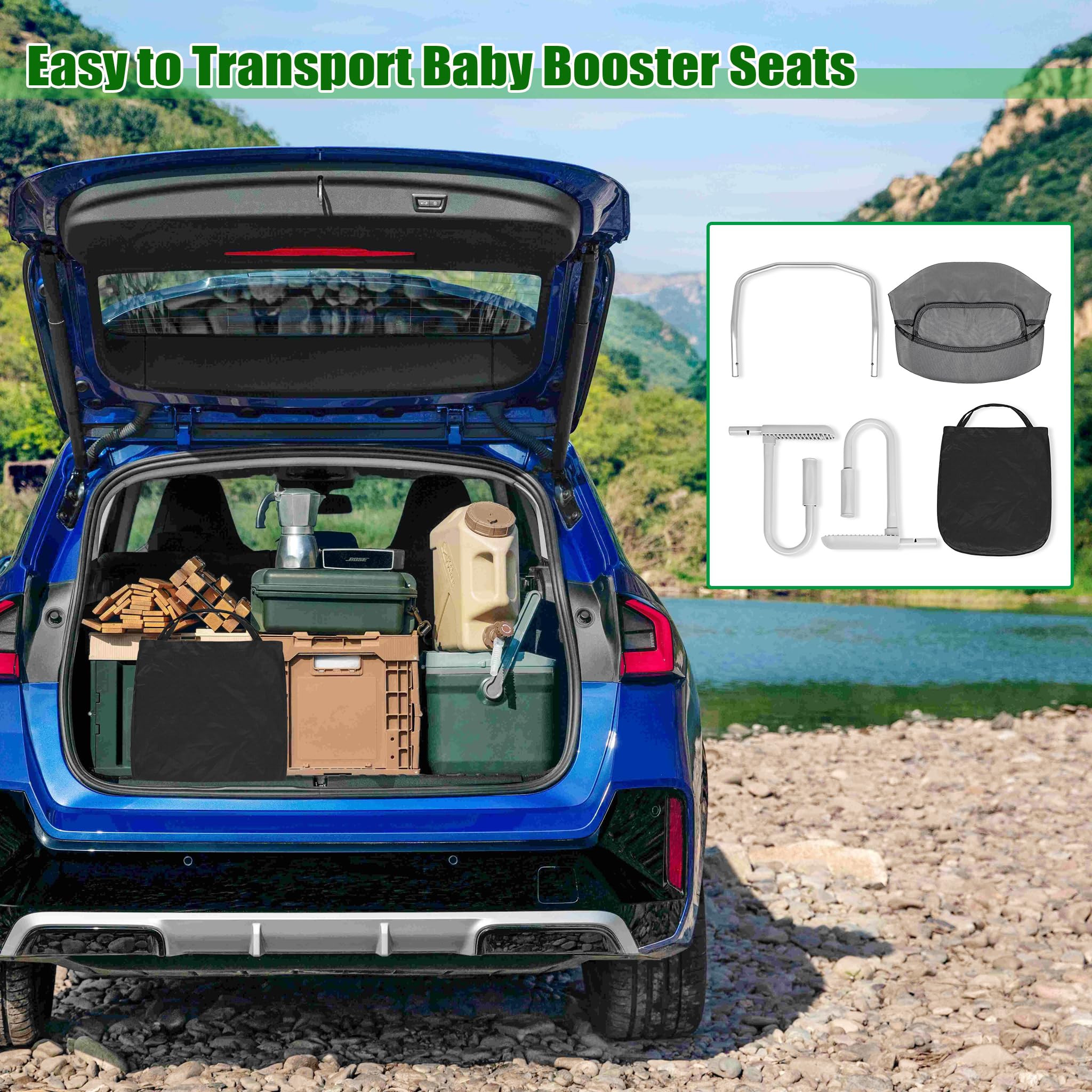Faltbare Tischsitze Baby Boostersitze mit 3-Punkt Sicherheitsgurt & Anti-Rutsch-Klemmen Ergonomischer Kinder Esszimmerstuhl Sitzerhöhungen Tragbar Babysitz für Zuhause & Reise (Grau)