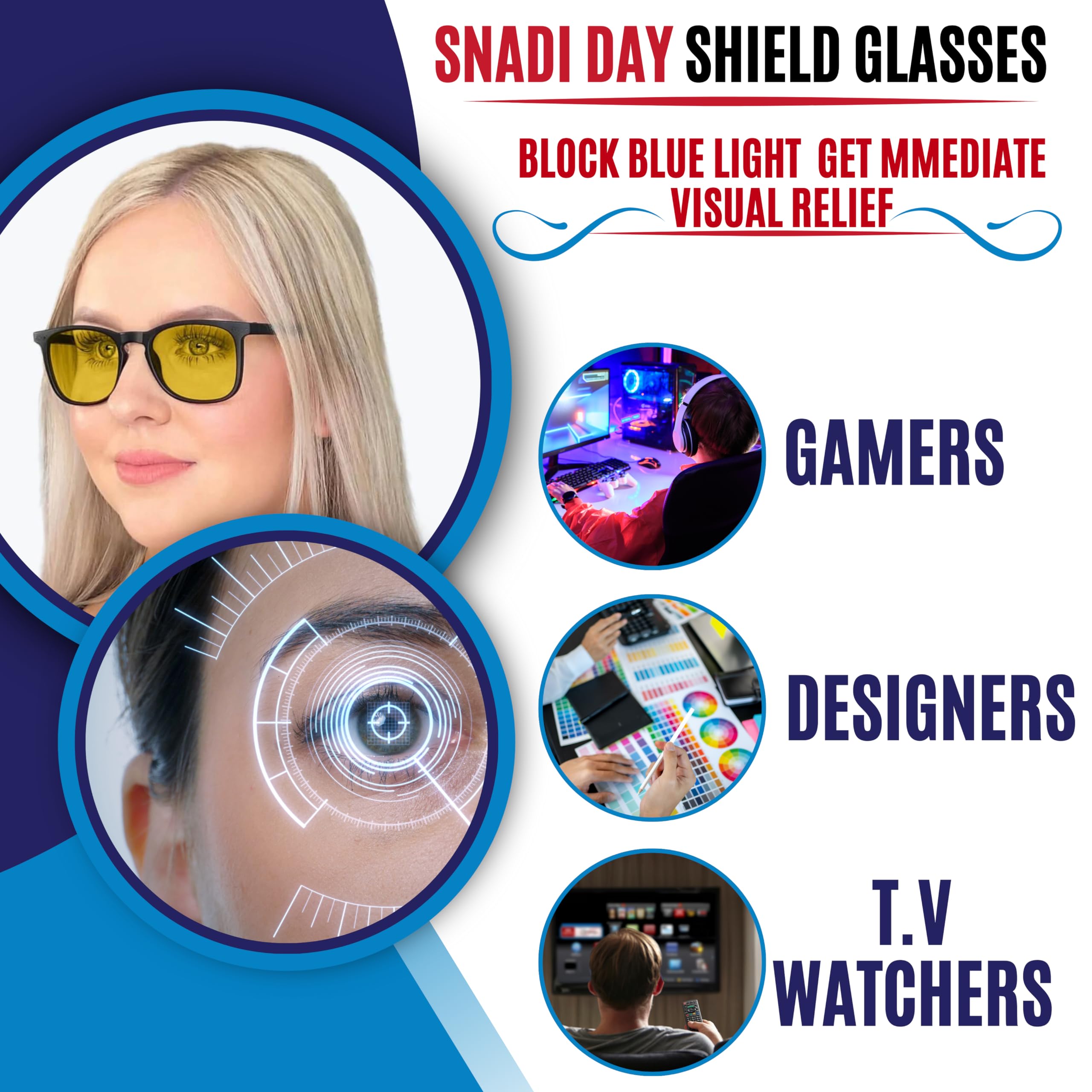 SHIELD | Occhiali Bloccanti Luce Blu | per Schermi, Televisione, Computer, Giochi | Migliorano il Sonno | Produce Melatonina Naturalmente | Unisex