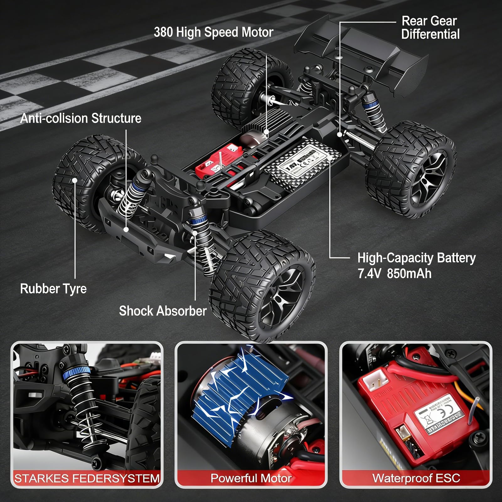 HAIBOXING Ferngesteuertes Auto 4WD RC Auto 1/18 36 km/h All Terrain Offroad Ferngesteuert Buggy 2.4Ghz All Terrain Rennauto Ferngesteuert RC Buggy,Ferngesteuert Monstertruck für Kinder und Erwachsene - 5
