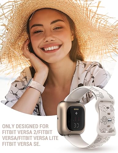 Miniatura 6 de Girovo Correa grabada de dibujos animados compatible con Fitbit Versa 2 BandVersa LiteVersa Band para mujer, lindas correas de repuesto de silicona
