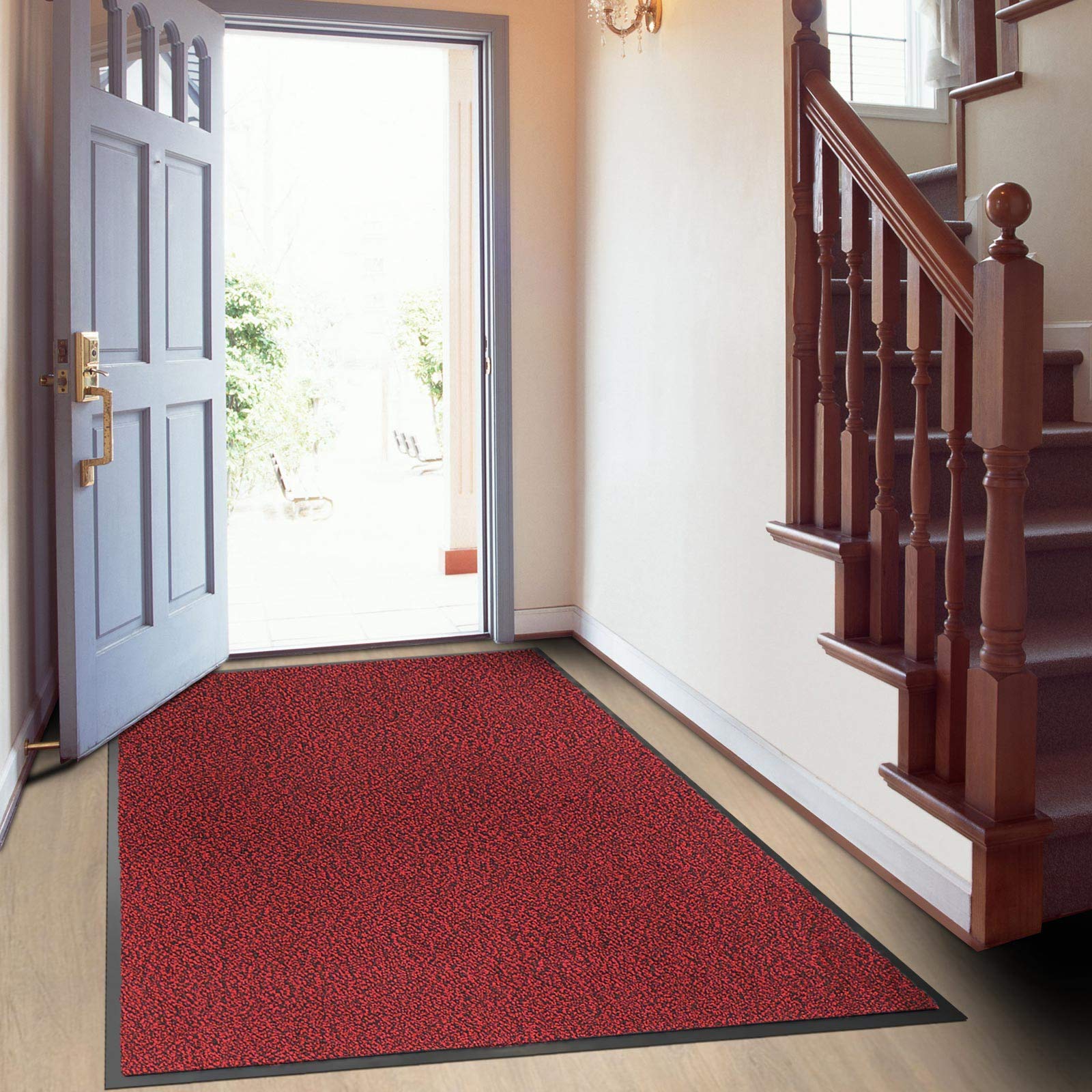 Floordirekt Schmutzfangmatte Sky - Fussmatte in vielen Größen & Farben - Türmatte für innen & außen - Sauberlaufmatte Fußabtreter für Flur Eingang Eingangsbereich (120 x 180 cm, Rot)