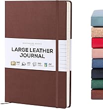 BEECHMORE BOOKS Lined Journal Notebook, 8.5 x 11.5 inch, A4 160 Lined Pages, Hardcover Leather Journals for Women, Men, Writing and Notebooks for Work - 120 GSM Thick Paper, Gifts Box Included (Chestnut Brown)